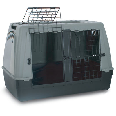 Duvoplus Baron Eco Car Box 100 transportni boks za pse – sivo-zeleni, 100 × 60 × 65 cm