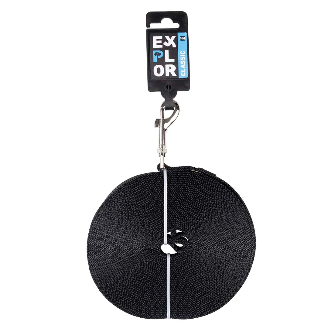 Duvoplus Classic dugi trening povodac za pse – crni, 10 m / 20 mm