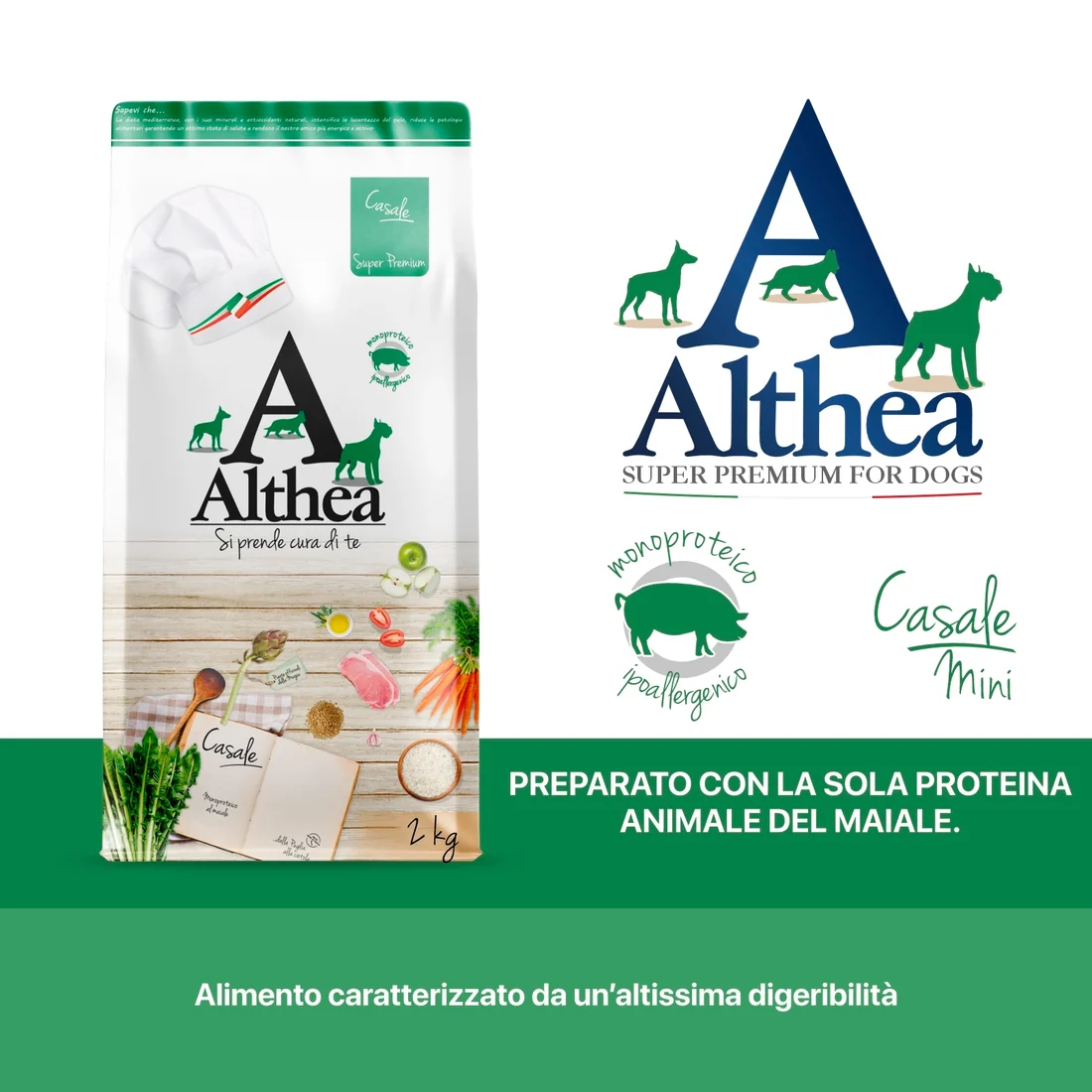 Althea Casale Mini monoproteinska suha hrana za odrasle pse malih pasmina – svinjetina 2 kg