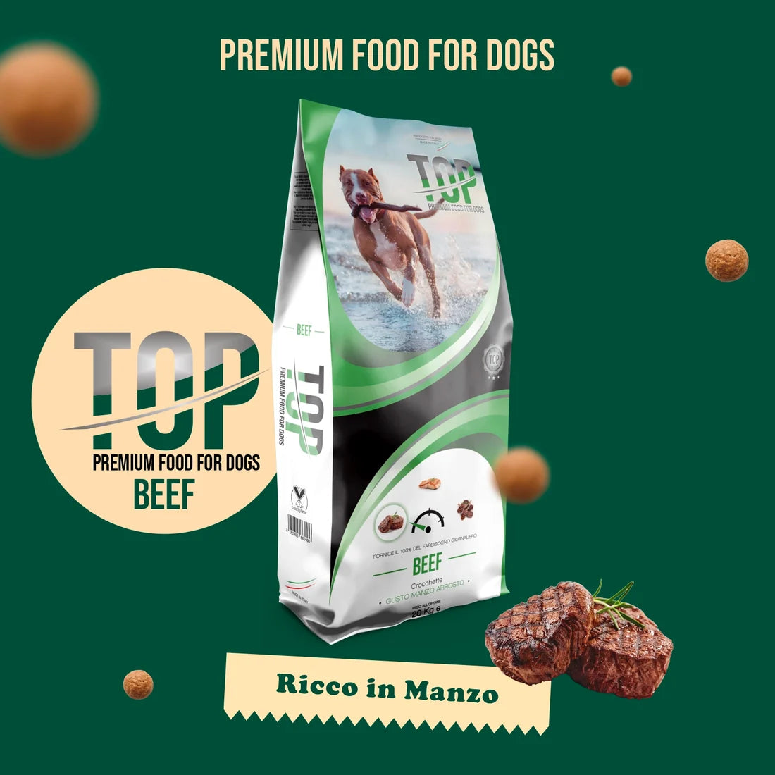 TOP Beef suha hrana za odrasle pse srednjih i velikih pasmina – govedina 20 kg