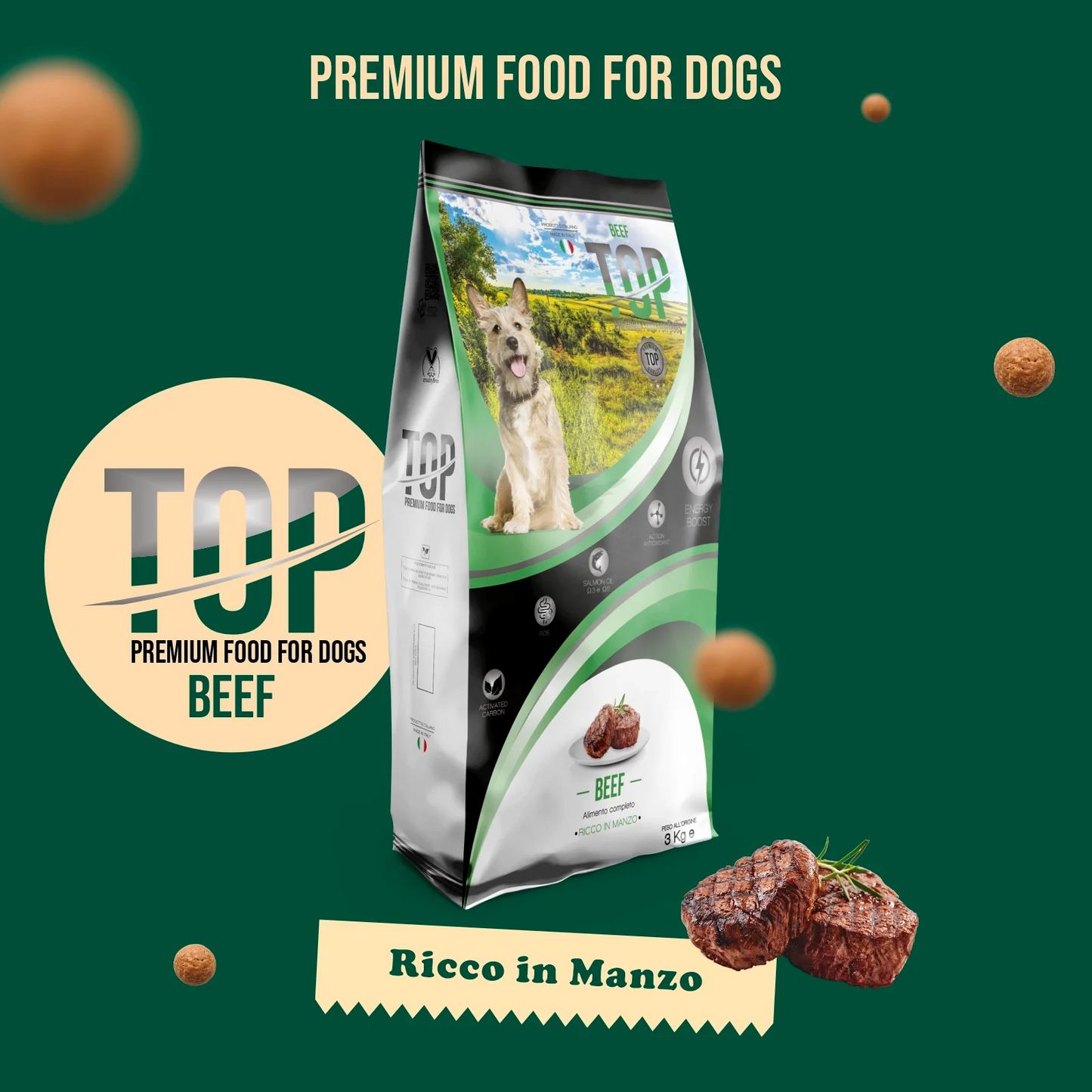 TOP Beef suha hrana za odrasle pse – govedina 3 kg
